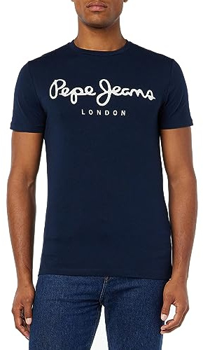 Pepe Jeans Original Stretch Camiseta para Hombre Slim Fit Manga Corta Azul, XXL