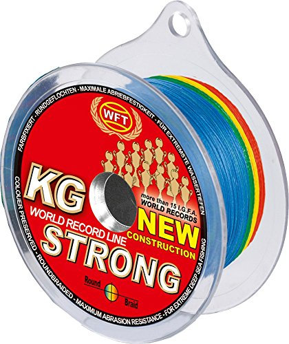 WFT KG Strong 600m 0,32mm 51kg, geflochtene Schnur, Meeresschnur, Angelschnur, Geflechtschnur, Farbe:Multicolor