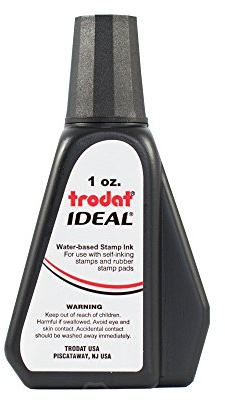 Trodat 45173 Ideal Premium Replacement Ink for Use with Most Self Inking and Rubber Stamp Pads, 1oz., Black