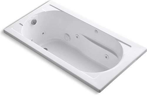 Kohler 1357-0 Devonshire 60 x 32 Drop-in Whirlpool Bathtub with Reversible Drain, Whirlpool Tub with 8 Adjustable Jets, White