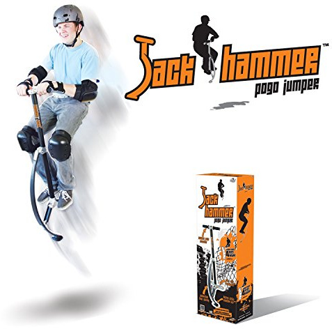 Geospace Jumparoo Jack Hammer Extreme Trick Pogo Jumper for Kids & Teens – Easy Rubber Grip Handles, Anti-Slip Footpads, Durable Kids Jumper Design for Safe Outdoor Fun for Boys & Girls 120 to 160 lbs