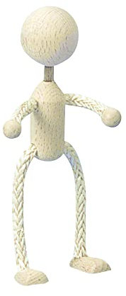 Rayher Püppchen, Holz/Sisal, 14 cm, bewegliches Püppchen zum Basteln, Holzfigur zum Bemalen, mit beweglichen Sisalgliedern, 6129800, Beige