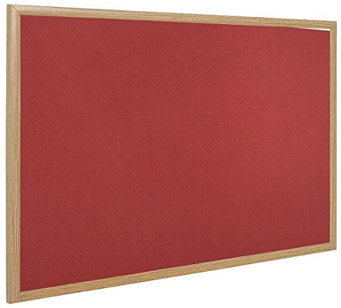 Bi-Office Earth - Notice Board, Red Felt Board with Oak Finish Frame, 240 x 120 cm