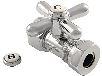 Kingston laiton CC44151X Vintage Classic 1/2 Compression X 1/2 Joint droit avec poignée en croix Chromé poli 5,1 cm