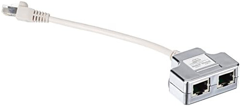 DIGITUS DN-93904 – Netzwerkkabel Adapter Ca 5e – 1 Stück – 2 Signale über 1 Kabel – Cat5e LAN Splitter – Ethernet RJ45 Adapter – Kompatibel mit PoE Mode A – Silber