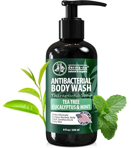 Antibacterial Body Wash - Antibacterial Soap And Tea Tree Body Wash For Jock Itch, Athletes Foot, Eczema And Back Acne - Anti Bacterial Body Soap For Men And Women Safe For All Skin Types - 8 Oz