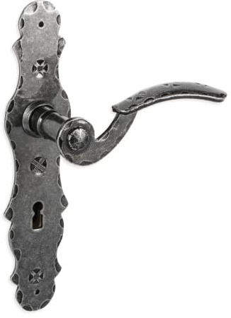 Gedotec plaque longue garniture à béquilles en fer forgé noir | 1 pièce ferrure de porte antique poignée de porte | BERN | garniture à béquilles pour portes intérieures | BB 72 mm Room door - Oval