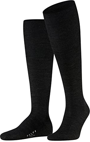 FALKE Airport M Kh lana algodón lisos 1 par, Calcetines largos Hombre, Gris Anthracite Melange 3080, 41-42