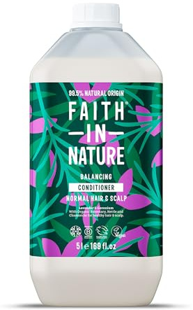 Faith In Nature Natural Lavender & Geranium Conditioner, Balancing for Normal Hair & Scalp, Vegan & Cruelty Free, No SLS, Silicones or Parabens, 5L Refill Pack