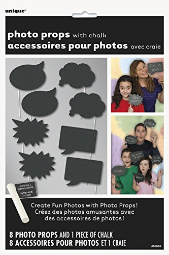 Black Chalk Board Photo Booth Props - Pack of 8 (4 Assorted Shapes) - Perfect for Fun and Memorable Photos