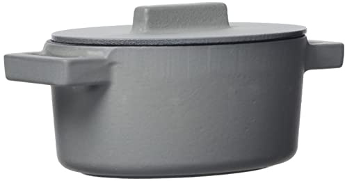 Sambonet Casseruola Ovale con Coperchio, Ghisa/Terracotta, Grigio Zenzero, 0.45 Litri, 13 x 10 cm