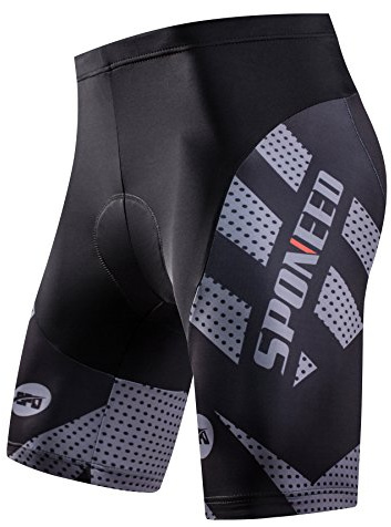 sponeed Men Bike Shorts with Padding Racing Bicycle Wear Road Biking Pants Gel Cushioned for Motorbike US XL Grey