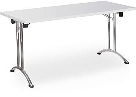 Dila GmbH Klapptisch stapelbar Melaminharzbeschichtete Tischplatte Konfernztisch Besprechungstisch Kantinentisch Verkaufstisch Schreibtisch Stahlgestell (140 x 80 cm, Weiß)
