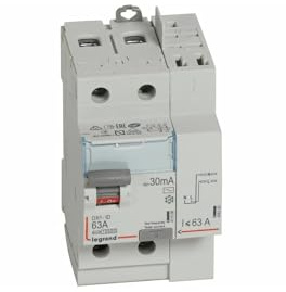 411633 Interrupteur différentiel DX3 2P 63A type AC 30mA arrivée haute + départ haut - 3 modules - Legrand