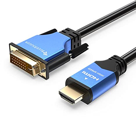 BlueRigger HDMI to DVI Cable 1M (High-Speed, Bi-Directional Adapter Male to Male, DVI-D 24+1, 1080p, Aluminum Shell) - Compatible with Raspberry Pi, Xbox One, PS5/PS4, Graphics Card