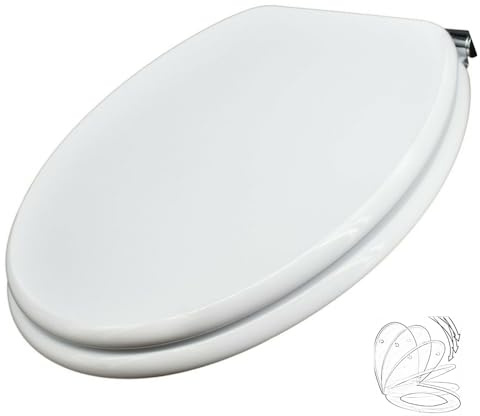 Schläfer 4655101 | Tavoletta Copriwater Soft Close Universale Forma Ovale con Chiusura Ammortizzata, Sedile Wc in Legno Mdf Laccato Bianco, Cerniere Regolabili in Ottone, Chiusura Silenziosa