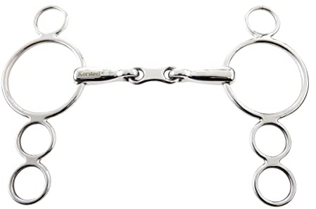 Korsteel Stainless Steel French Link 3 Ring Gag Bit, 5