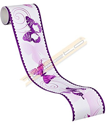 A.S. Création Self-Adhesive Border Stick Ups Border with Butterflies 5.00 m x 10 cm Purple Made in Germany 901224 9012-24