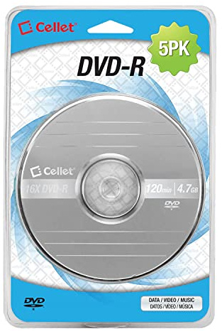 Recordable Blank DVD Disk 16X 120 Min 4.7 GB DVD-R for Video, Pictures, MP3 Files (DVD-R) (5 Pieces)