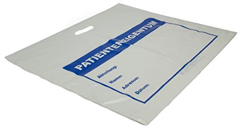 Tasche zur praktischen Aufbwahrung des Patienteneigentums | Die Tragetasche ist ideal geeignet zum Verstauen von persönlichen Gegenständen für Patienten von Klinken und Pflegeheimen | 250 St. | LDPE