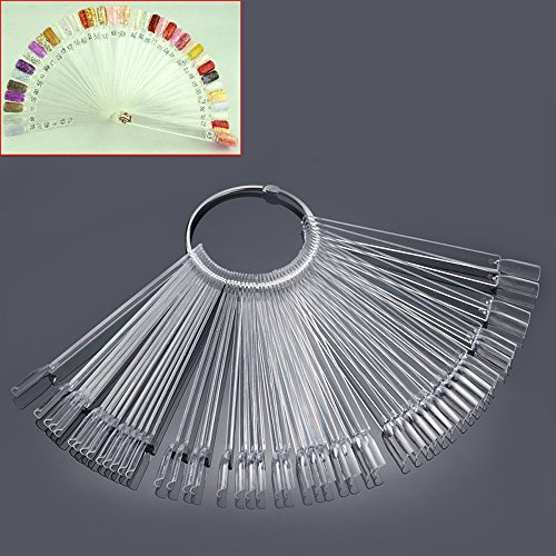 Mofun® 50X Nail Art Tips Colour Pop Sticks Display Fan Practice starter ring Clear (Transparent)