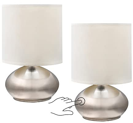 Catalina Lighting 18581-00 Caden Mini Reading Lights, Touch Accent Lamps for Office, Dorm, or Bedroom, Reading Light Nightstand Lamp, LED Bulb NOT Included, 9.25, Silver, Set of 2