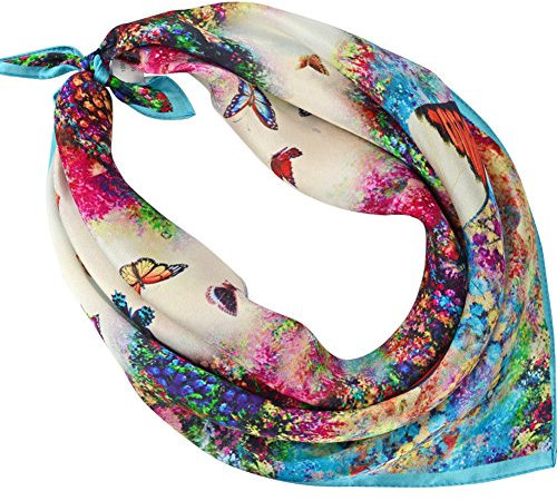 PB-SOAR Damen Seidentuch Seidenschal Bandana Halstuch Nickituch aus 100% Seide 52 x 52cm (Muster 2)