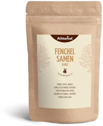 Graines de fenouil entières 250g | infusion de fenouil | goût doux et sucré | idéal pour la préparation de plats de pâtes, de soufflés & d'infusions réchauffantes | vom Achterhof