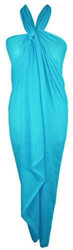 World of Shawls Pareo liso 100% algodón, turquesa, One Size-L