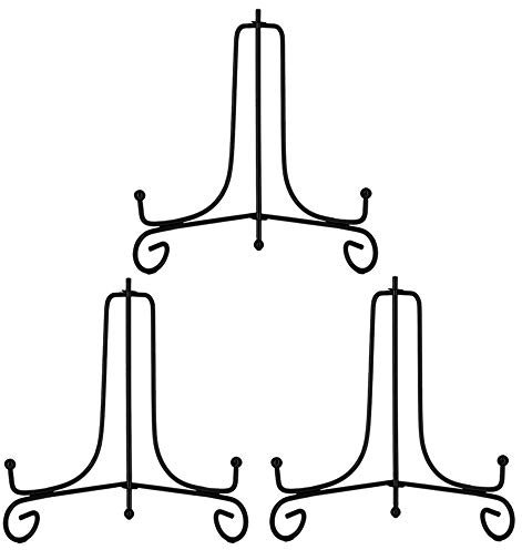 Hetoco 8 Pollici Nero Cavalletti Porta Piatto Espositore Decorativi per Foto, Cornici per Immagine, Piatti decorativi, Quadri e pezzi d'arte. (3 pacchetti)