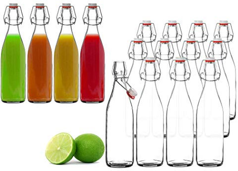 BigDean 12x Glasflasche 500ml Bügelverschluss Milchflasche Saftflasche Ölflasche Bügelverschlussflasche
