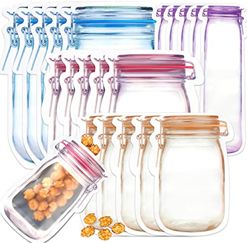 ASTER 20 Stück Einmachglas-Druckverschlussbeutel zur Lebensmittelaufbewahrung, wiederverwendbar, luftdicht, auslaufsicher