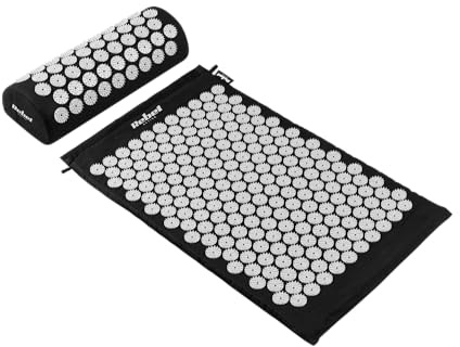 Rebel Active RBA-6002-BK - Esterilla de Salud con Agujas de acupresión y cojín (72 x 42 cm), Color Negro