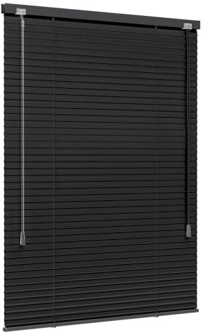 Jalousiescout Lightless Store vénitien en Aluminium, Store d'obscurcissement, Technique d'obscurcissement innovante, Protection visuelle, sans perçage, 65 x 150 cm, Noir Mat