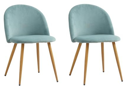 DEYARNA HOME Set di 2 Sedie da Pranzo in Velluto, Sedia da Cucina Moderna Imbottita con Gambe in Metallo, Sedie del Medio Secolo per Sala da Pranzo, Cucina, Soggiorno (Verde)