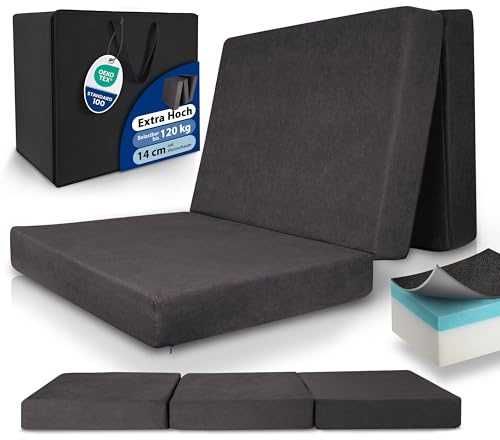 Beautissu Folding Mattress Single with Bag Visco Foam Washable