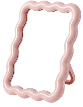 FSSTUD Miroir de Maquillage de Table Wave - Miroir de Bureau Pliable - Joli Miroir de Maquillage de Voyage - Miroir de Vanité Pliable - Miroir de Bureau Esthétique - Petits Miroirs Portables sur Pied