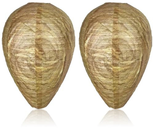 Lot de 2 nids de guêpes factice - Résistants aux intempéries - À suspendre - Pour la maison, le balcon, le jardin, l'extérieur