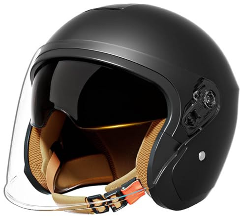 GJUANN Casco Jet Moto Mezzo Casco Omologato DOT/ECE Casco Moto con Visiera Parasole Stile Vintage retrò Casco Moto Casco Jet per Uomo Donna
