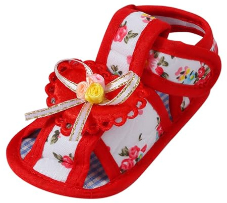 Baby Learning To Walk Sandals Spring Summer Autumn Shoes 0 1 Year Old Baby Single Shoes Cute Bow Soft Sole Newborn Baby Casual Learning To Walk Shoes Slippers for Toddler Boys Size 1 (Red, 2.5 Infant)