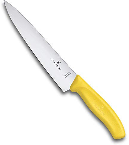 Victorinox Swiss Classic, Coltello professionale per affettare, Lama extra-affilata, Bordo dritto, 19 cm, Manico in plastica, Acciaio inossidabile, Giallo