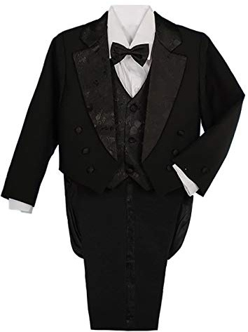 Lito Angels Bebisar Pojkar Smoking Bröllopskostym & Blazers, Pageboy Formell Outfit 5 Stycken Set med Väst, Ålder 9-12 månader, Svart