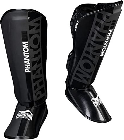 Phantom Schienbeinschoner mit Spannschutz, Kampfsport, MMA, Kickboxen, Muay Thai (L/XL, APEX Striking - Schwarz)