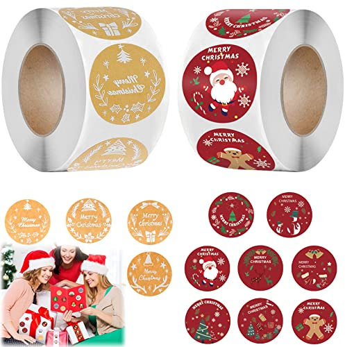1 000 stycken klistermärken till jul, god julklistermärken, julklistermärken, klistermärken, etikett, presentklistermärken, rollklistermärken för jul, Giveaways thanksgiving, presentpåsar – 2,5 cm (C)