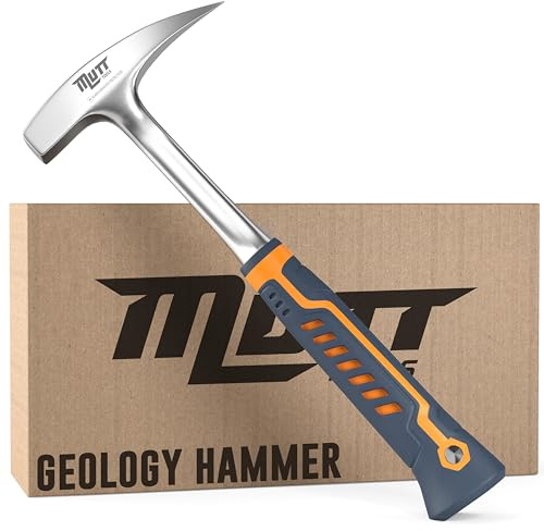 Mutt Tools 22oz Professional Rock Hammer - Geology Pick for Rockhounding, Fossil Hunting and Masonry - Geologist Rock Pick Hammer for Breaking Stone and Geodes