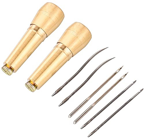 Fayvosiue Canvas-Leder-Nähahle, Nadel mit Kupfergriff, Nadeln, Nähahle, Handhefter, Schuhreparatur-Werkzeugsatz für handgefertigte Leder-Nähwerkzeuge, Schuh- und Lederreparatur