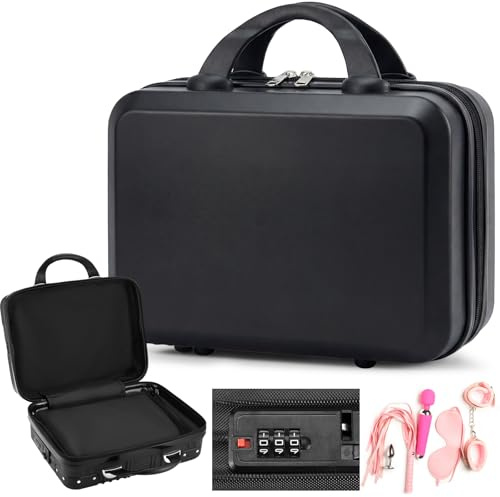 Amylove Adult Game Toy Storage Organizer Case for Women and Men Lock Box Toy Travel Bag Game Locking Storage Box Travel Bag, 12.6 x 9.8 x 6.7 Inch (Black,Classic)