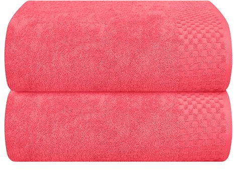 MyOwn Baumwolle 2er-Pack übergroße Badetücher 100 x 150 cm, große Badetücher, Ultra saugfähig, kompakt, schnell trocknendes und leichtes Handtuch — Korallenorange