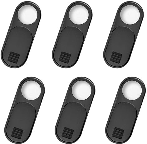Heveer Couverture de Webcam Couverture de Caméra Noire Cache de Webcam Slide pour Les Modèles Tesla 3/Y Ordinateur Portable Tablette 6 Pièces