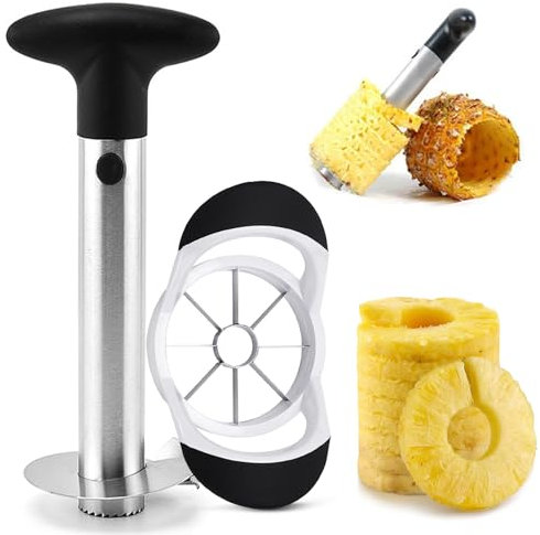 2 Pièces Ensemble Combiné De Coupe Pommes Ananas, Vide Pomme En Acier Inoxydable Epluche Ananas Inox Coupe Pommes Corer Pour La Maison Et La Cuisine, Lame Tranchante Épaissie
